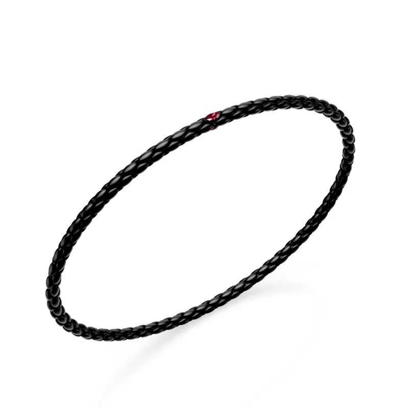Golay bracciale in titanio nero, con maglia a spiga ed elemento con due rubini marquise 18,5cm GBR039E1RUNE-185