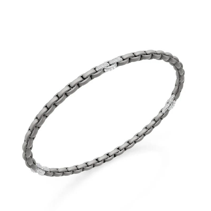 Golay bracciale in titanio grigio, con 9 inserti pavettati in platino, maglia ovale, 18,5cm GBR034E9PTDIGR-185