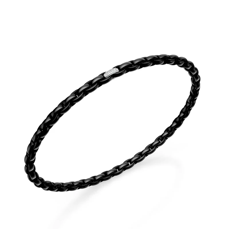 Golay bracciale in titanio nero, con un inserto pavettato in platino, maglia ovale, 19cm GBR034E1PTDINE-190
