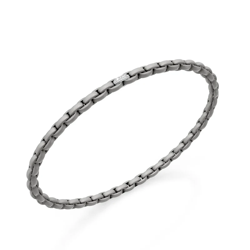 Golay bracciale in titanio grigio, con un inserto pavettato in platino, maglia ovale, 17cm GBR034E1PTDIGR-170