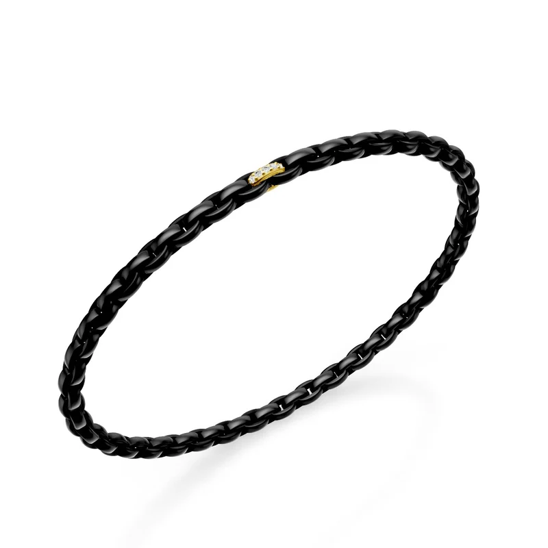 Golay bracciale in titanio nero, con elemento in oro giallo 18k incassato con diamanti bianchi, maglia ovale, 17cm GBR034E1O1DINE-170