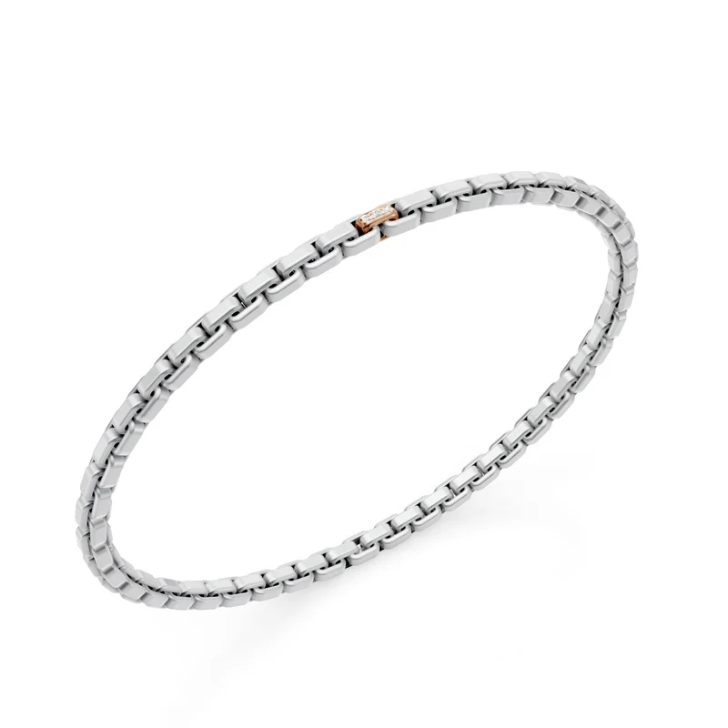 Golay bracciale in platino, con un inserto pavettato in oro rosa 18k, maglia quadrata, 18cm GBR033E1PTO3DI-180