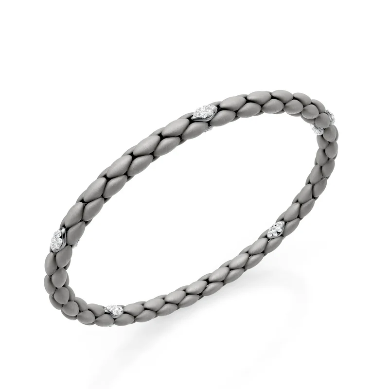 Golay bracciale in titanio grigio, con 5 inserti pavettati in platino, maglia a spiga, 17cm GBR032E5PTDIGR-170