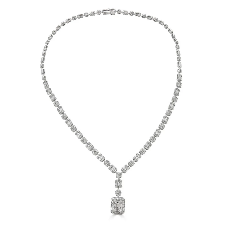 Zydo collana con diamanti incastonati illusion oro bianco 63002