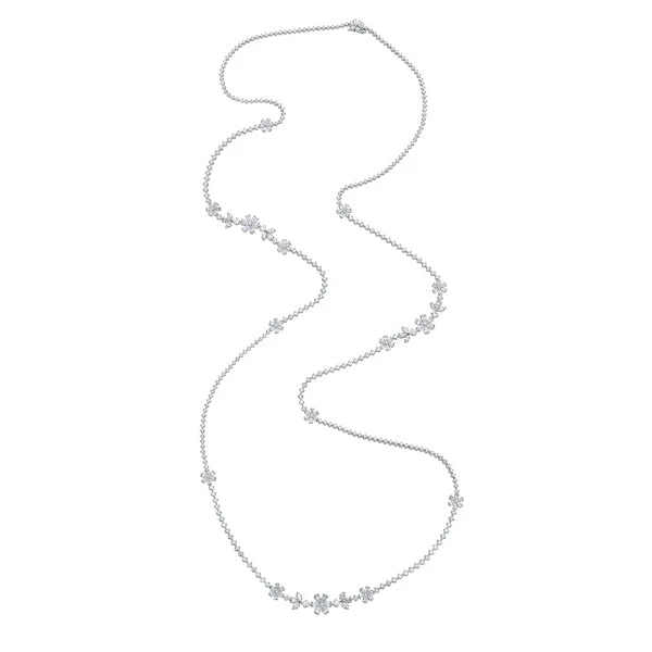 Zydo collana lunga con diamanti e fiori oro bianco 56368
