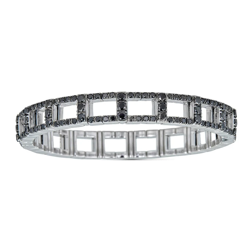 Zydo bracciale elastico con diamanti neri oro bianco 59734