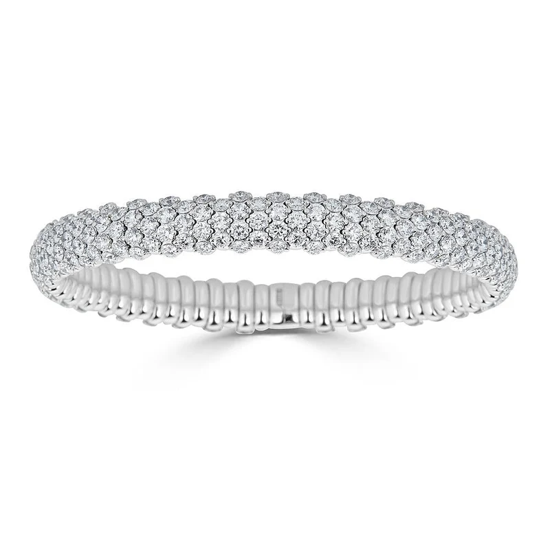 Zydo bracciale elastico bombato con diamanti oro bianco 61568