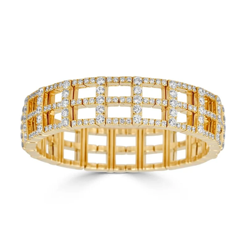 Zydo bracciale elastico h con doppia fila di diamanti oro giallo 56476