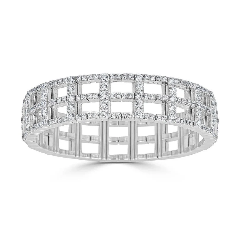 Zydo bracciale elastico h con doppia fila di diamanti oro bianco 55779