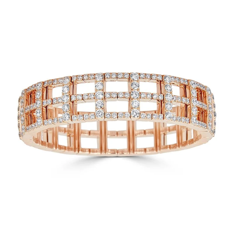 Zydo bracciale elastico h con doppia fila di diamanti oro rosa 55757
