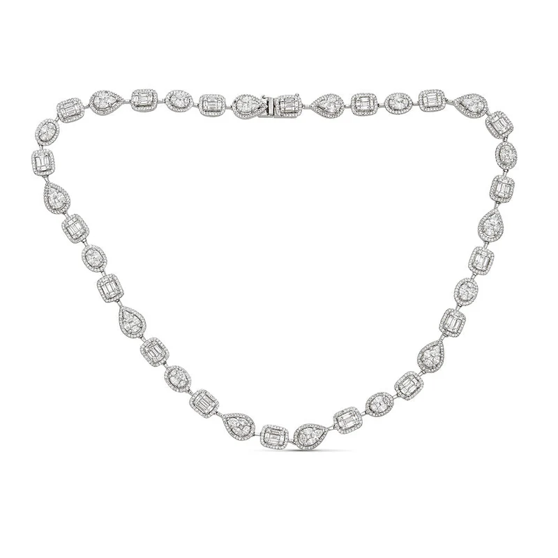 Zydo collana con diamanti taglio brillante e taglio brillante oro bianco 60671