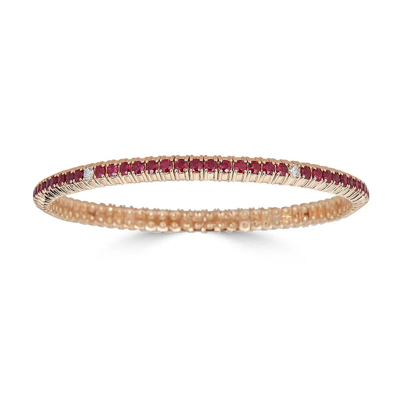 Zydo bracciale elastico in rubino con diamanti oro rosa rubino 59221