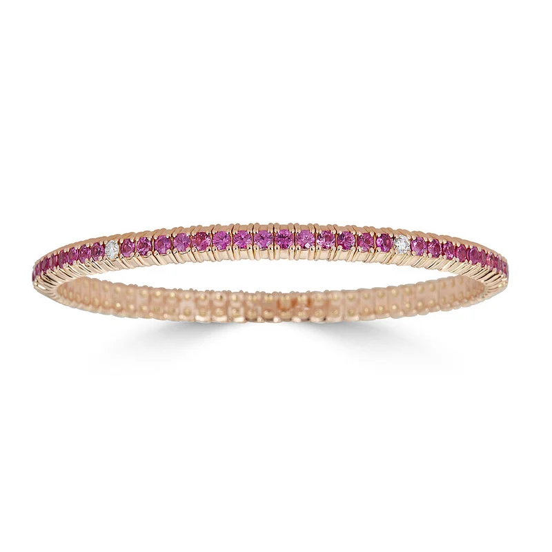 Zydo bracciale elastico in zaffiro rosa con diamanti oro rosa zaffiro rosa 59940