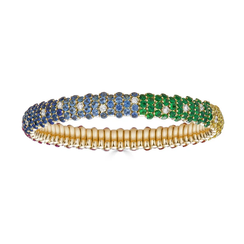 Zydo bracciale elastico bombato arcobaleno oro giallo 63182