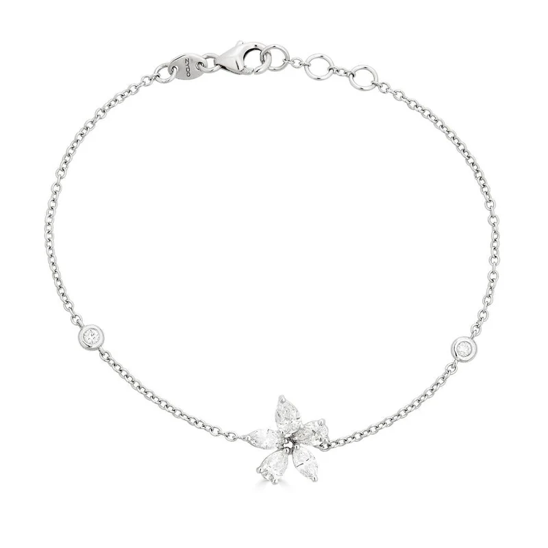 Zydo bracciale con diamanti a forma di fiore oro bianco 59492