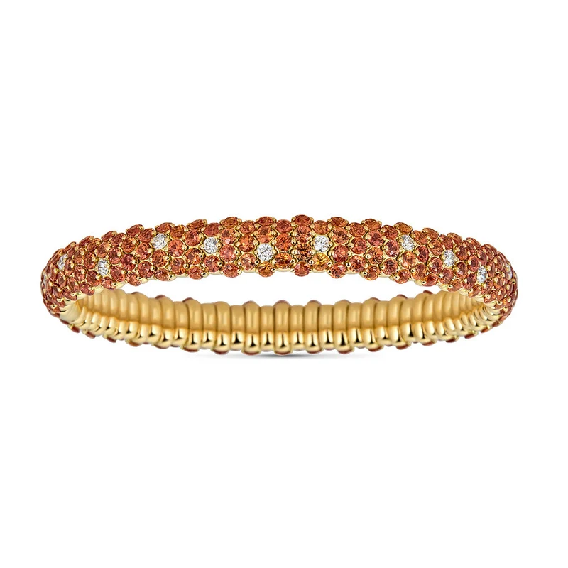 Zydo bracciale elastico bombato in zaffiro arancione oro giallo 61457