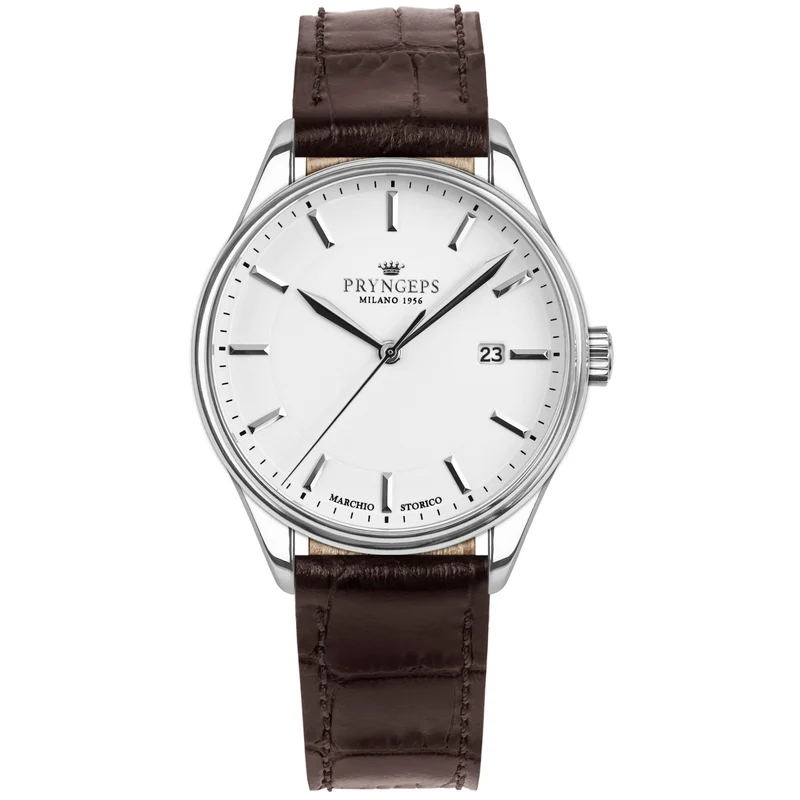 Pryngeps orologio Slim Classic uomo 41mm bianco quarzo acciaio A1214 BI
