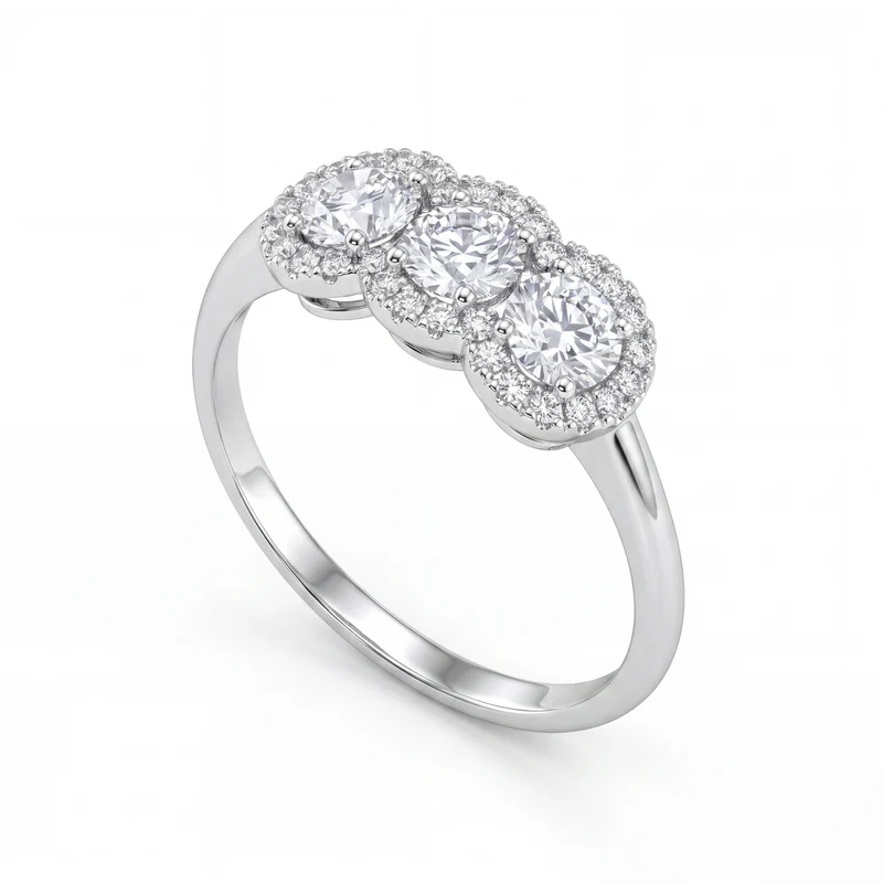 X-Diamond an 18kt trilogy lab g.d. tot ct 0,85, cen. ct 0,25x3, contorno condiviso ct 0,15 LXDATRL877O4BI085