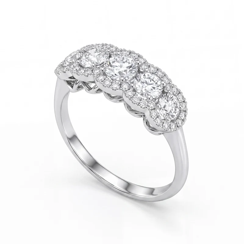 X-Diamond an 18kt riviera cinque pietre scalare lab g.d. tot ct 1,00, cen. ct 0,25, ct 0,17x2 e ct 0,12x2 contorno condiviso ct 0,17 LXDAR5S877O4BI100