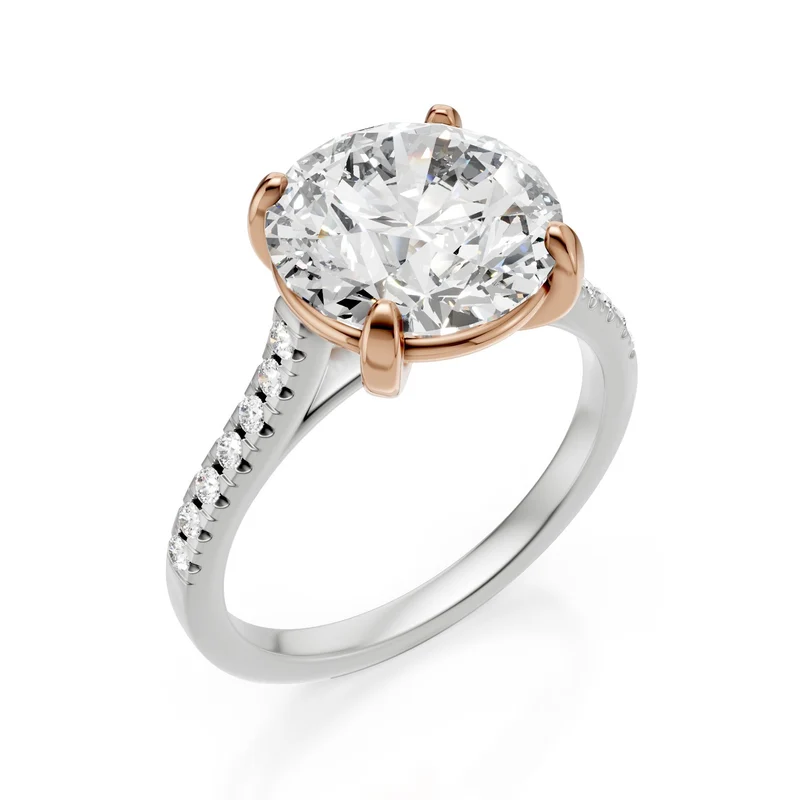 X-Diamond an 18kt lab g.d. ct.tot. 3,50- centr. ct. 3,36 round - gambo incassato 0,14ct, castone in oro rosa e gambo in oro bianco LXDAPU097O7ROBI350