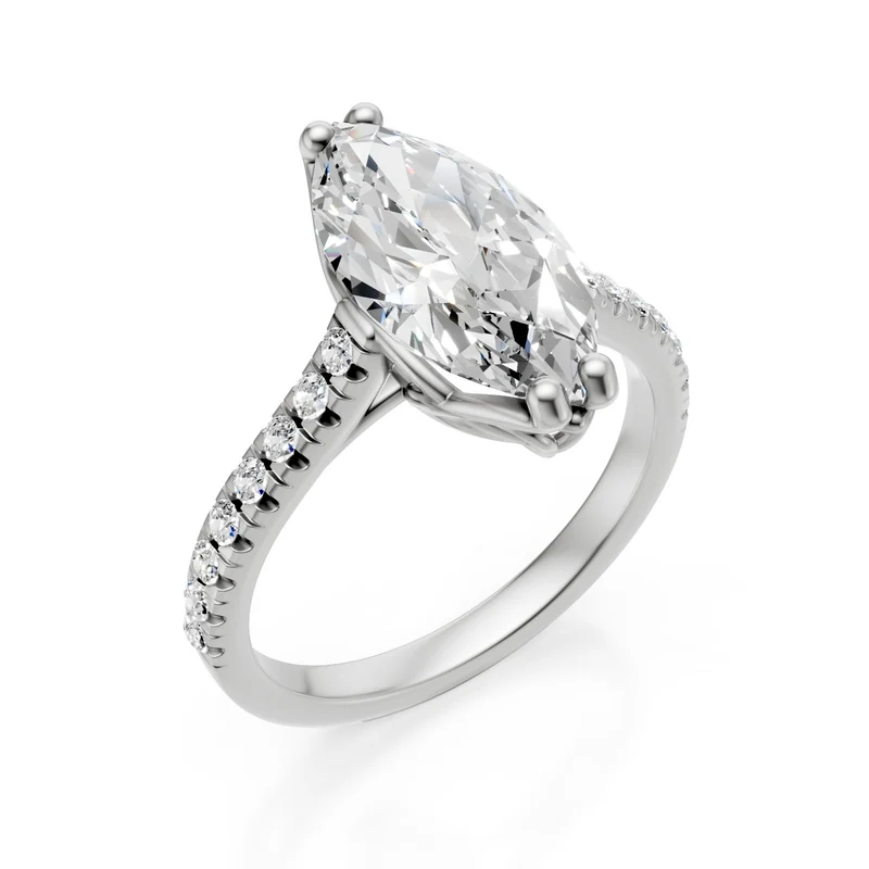 X-Diamond an 18kt lab g.d. ct.tot. 2,76- centr. ct. 2,52 marquise - gambo incassato 0,24ct LXDAPU096O4MABI276