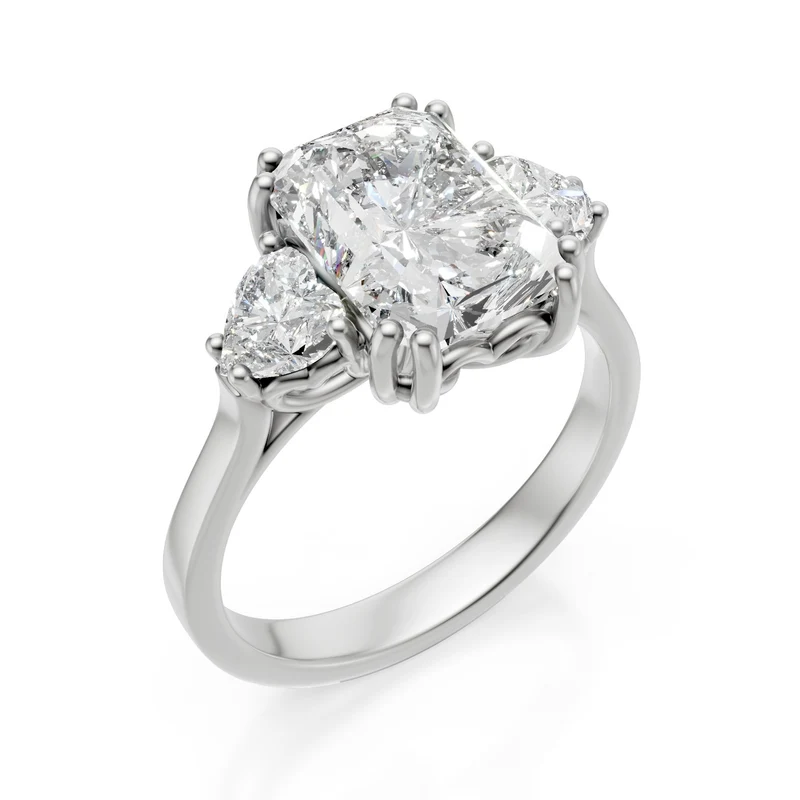 X-Diamond an 18kt lab g.d. ct.tot. 3,70- centr. ct. 3,02 ottagonale -cuori laterali ct. 0,68 LXDAPU082O4OTBI370