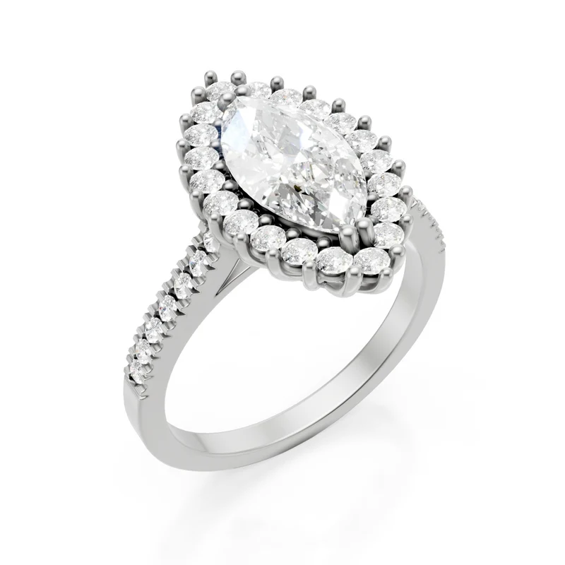 X-Diamond an 18kt lab g.d. ct.tot. 2,52- centr. ct. 1,86 marquise - contorno con round e gambo incassato ct. 0,66 LXDAPU081O4MABI252
