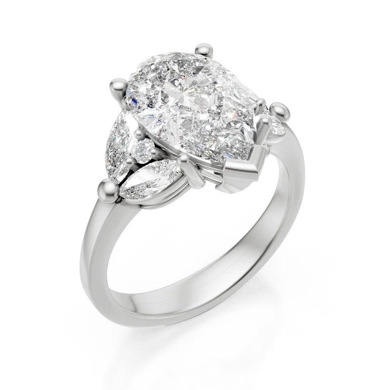 X-Diamond an 18kt lab g.d. ct.tot. 3,54- centr. ct. 3,01 goccia - marquise e round lat ct. 0,53 LXDAPU077O4GOBI354