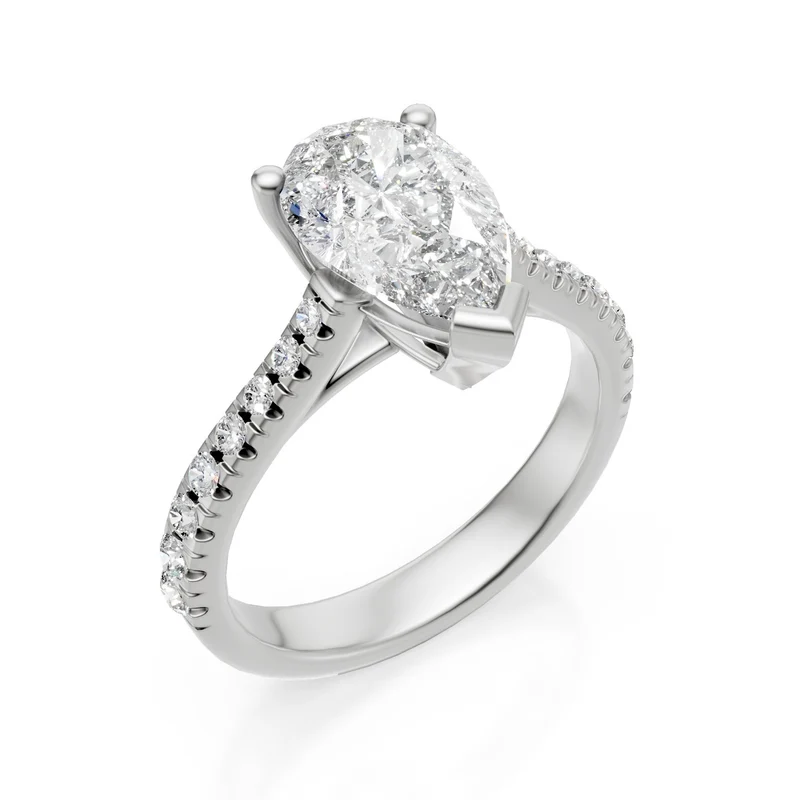 X-Diamond an 18kt lab g.d. ct.tot. 2,29- centr. ct. 2,00 goccia - gambo incassato con round ct. 0,29 LXDAPU075O4GOBI229
