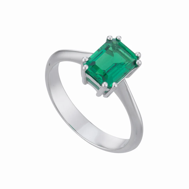 World Diamond Group an 18kt smeraldo lab ottagonale 6x8 ct. 1,50 circa solo centrale griffes doppie LXDACL059SME68O4