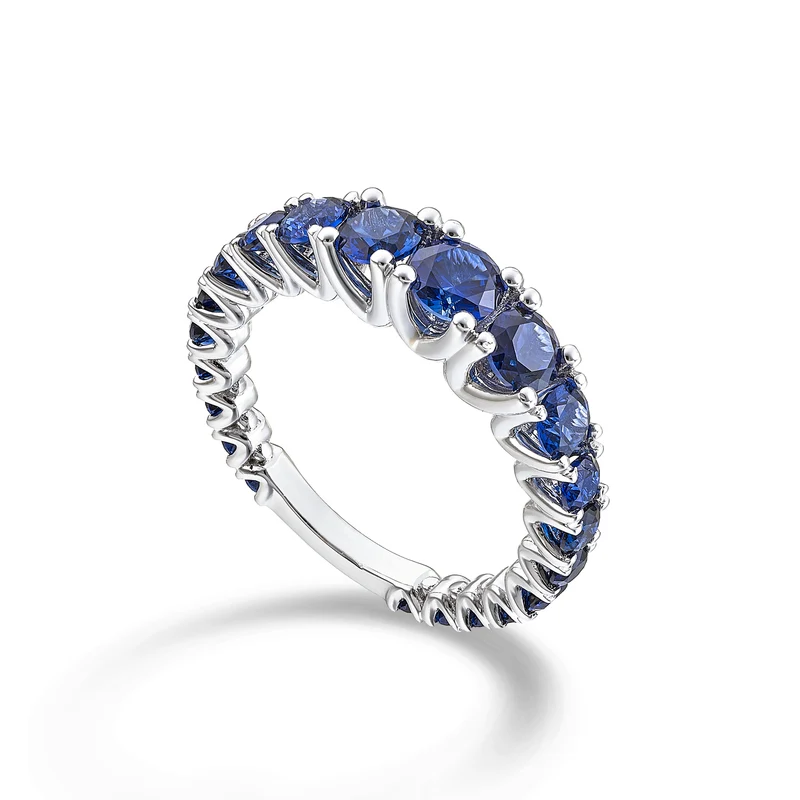 X-Diamond an 18kt zaffiro lab ct.2,50 centrale ct.0,40 a scalare con barretta oro bianco LXDABIC1495ZFO4