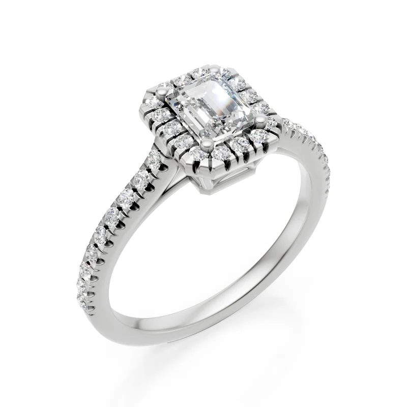 X-Diamond an 18kt solitario ottagonale lab g.d. con contorno, ct. 0,81- centr. 0,50, gambo e contorno 0,31 LXD00AN022O4BI081