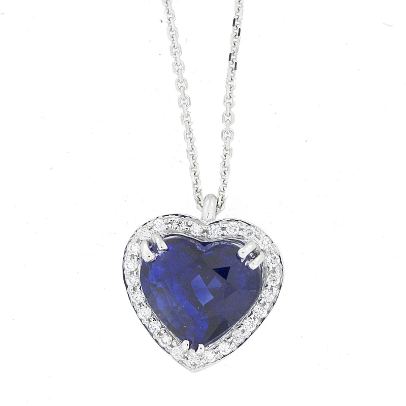 Golay collana con pend zaffiro cuore e contorno diamanti GZAFC02-24152110043
