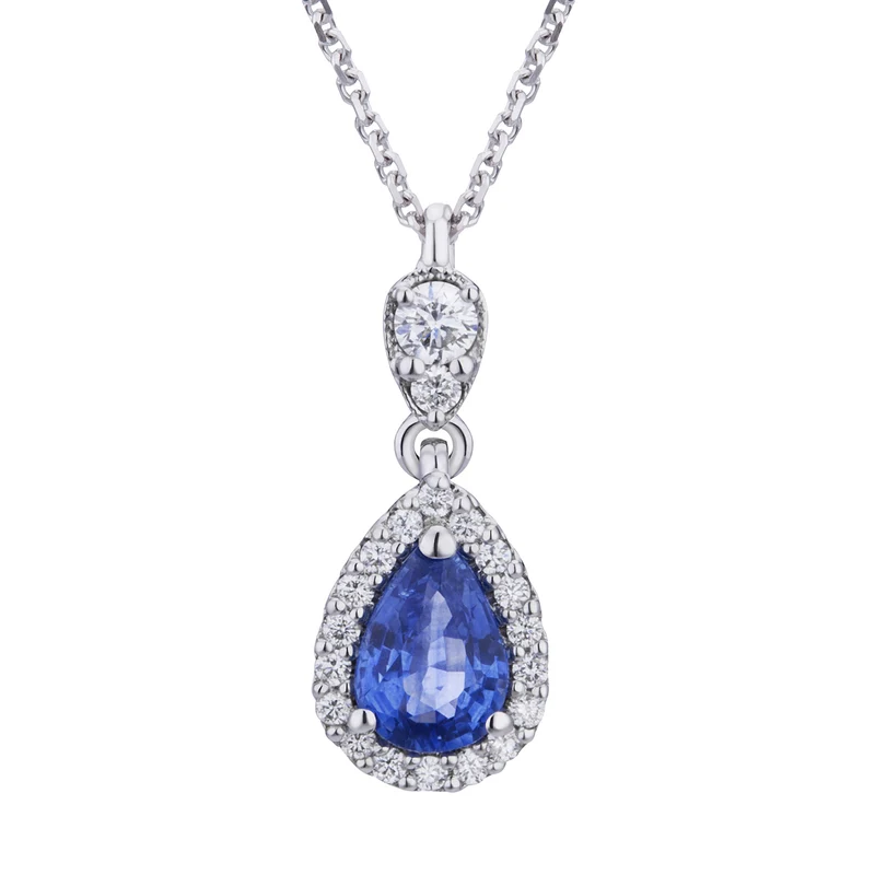 Golay collana con pendente zaffiro goccia 6x4 e diamanti GRB300BS-24324110048