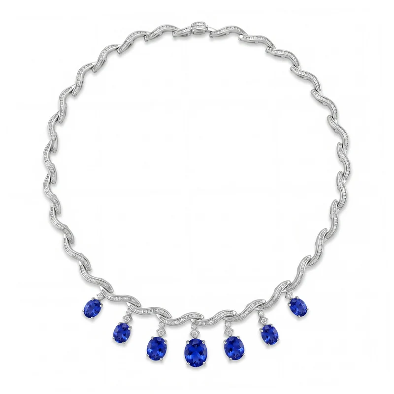 World Diamond Group collana vintage con diamanti e tanzanite goccia GPU408DTZ-25140110049