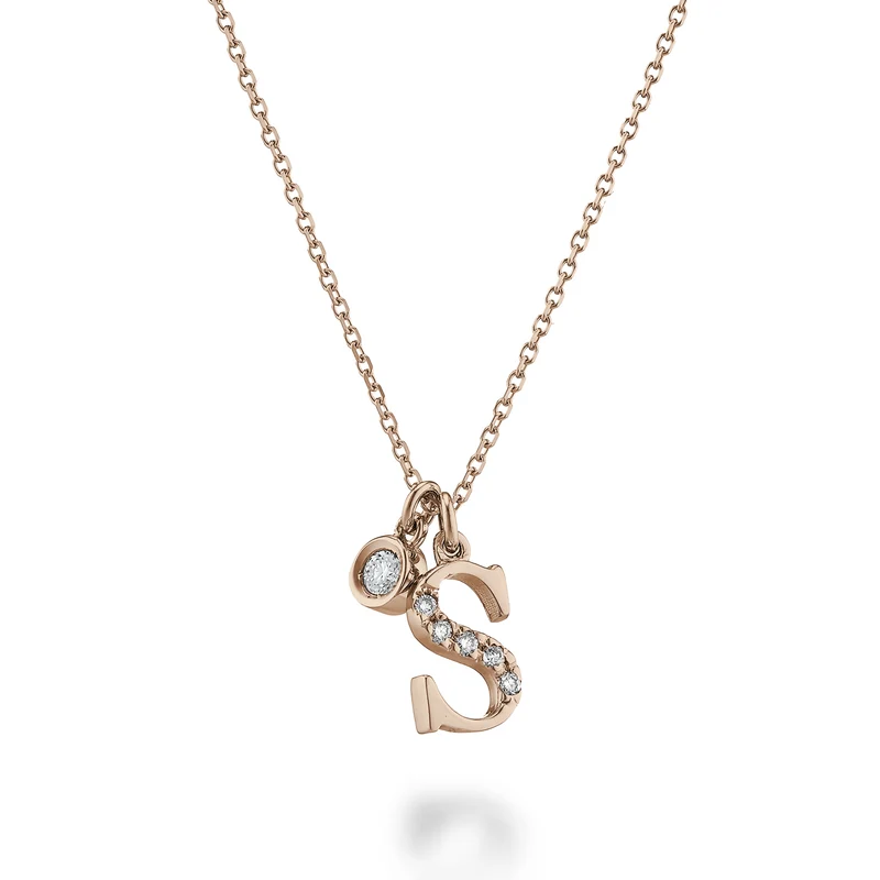Golay cl 9k lettera s oro rosè diam. ct.0,06 GPLSDR3