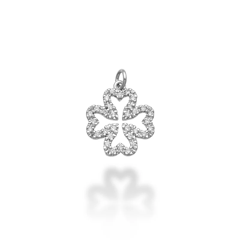 World Diamond Group pendente quadrifoglio grande 18k ct.0,17 g vs oro bianco GPEN224DIO4