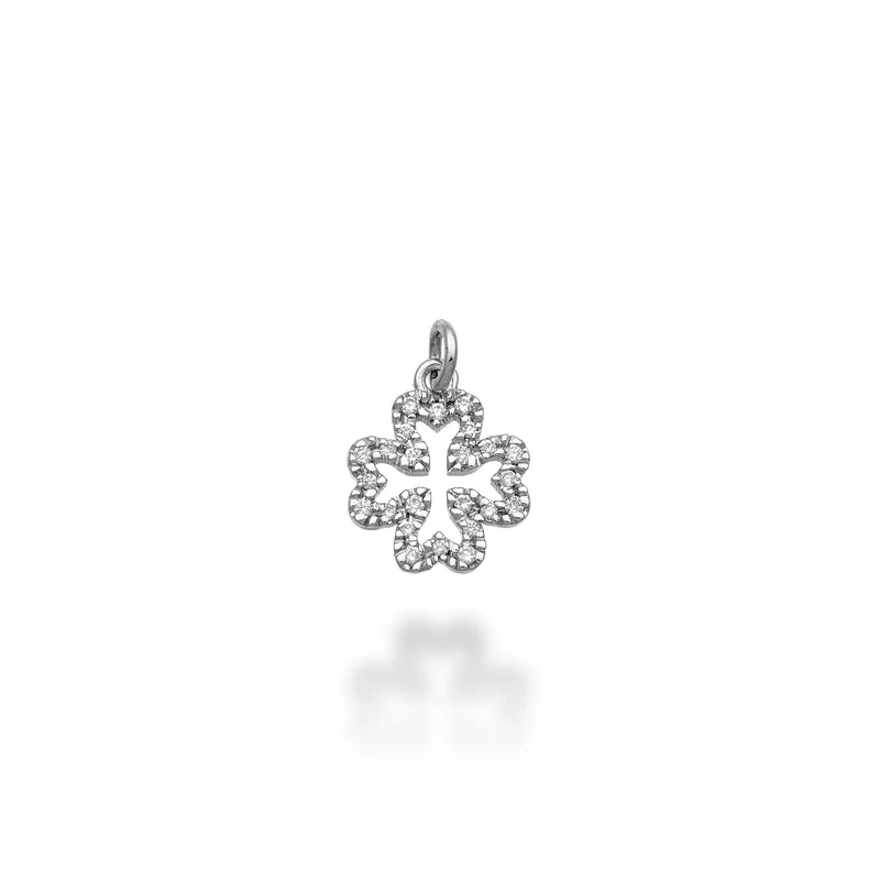 World Diamond Group pendente quadrifoglio piccolo 18k ct.0,08 g vs oro bianco GPEN223DIO4