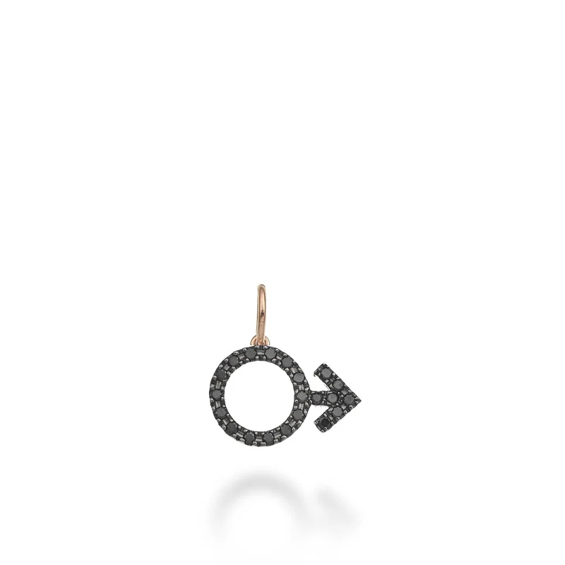 World Diamond Group pendente simbolo uomo 18k ct.0,20 black oro rosa GPEN216BKO3