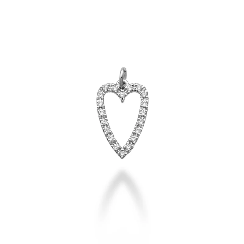 World Diamond Group pendente cuore lungo 18k ct.0,12 oro bianco GPEN213DIO4