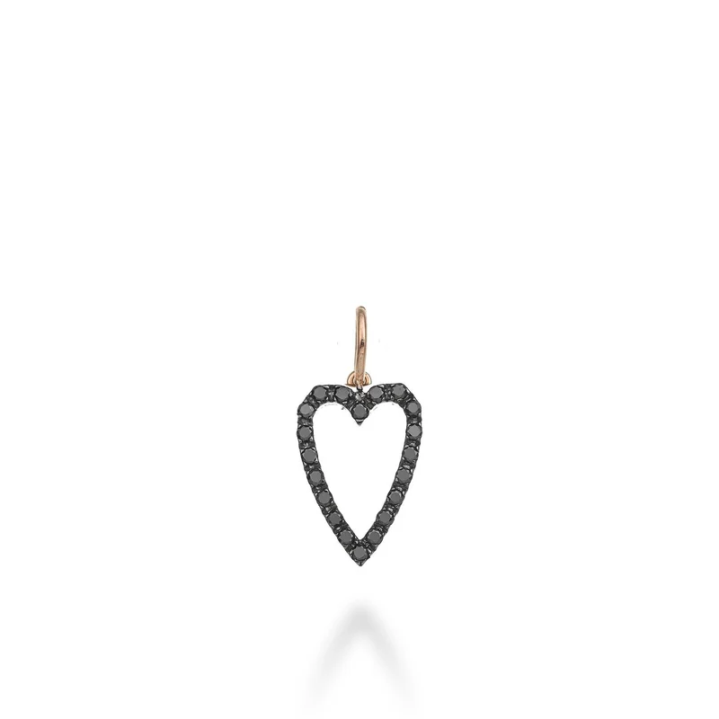 World Diamond Group pendente cuore lungo 18k ct.0,20 black oro rosa GPEN213BKO3