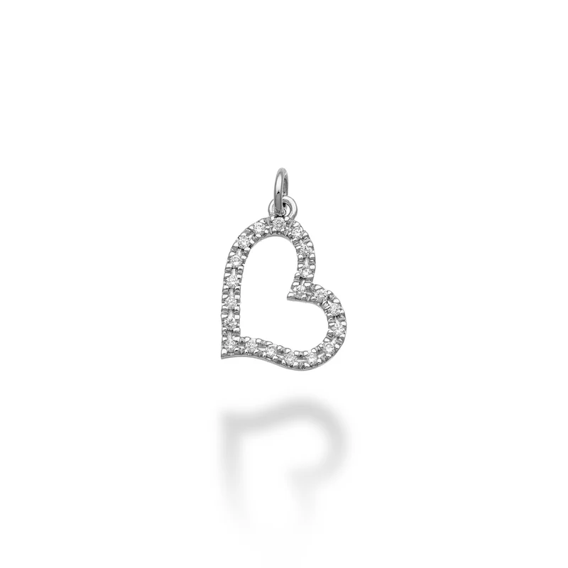 World Diamond Group pendente cuore largo 18k ct.0,11 g vs oro bianco GPEN212DIO4