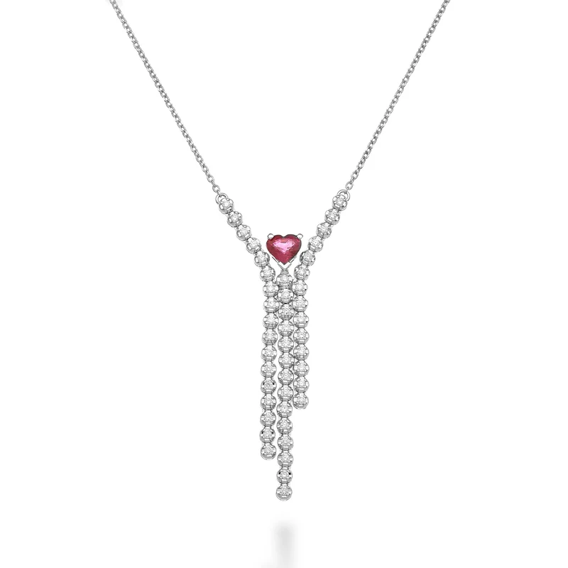 Golay girocollo 3 file con rubino cuore centrale 6x5 GMPF013CUDIRU-23306110104