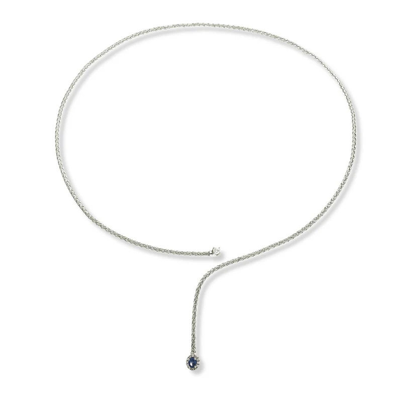 World Diamond Group cl 18k maglia zaffiro naturale ovale 4x3 ct.0,21 diam. ct.0,13 oro bianco GDMAGLIA02DIZFO4