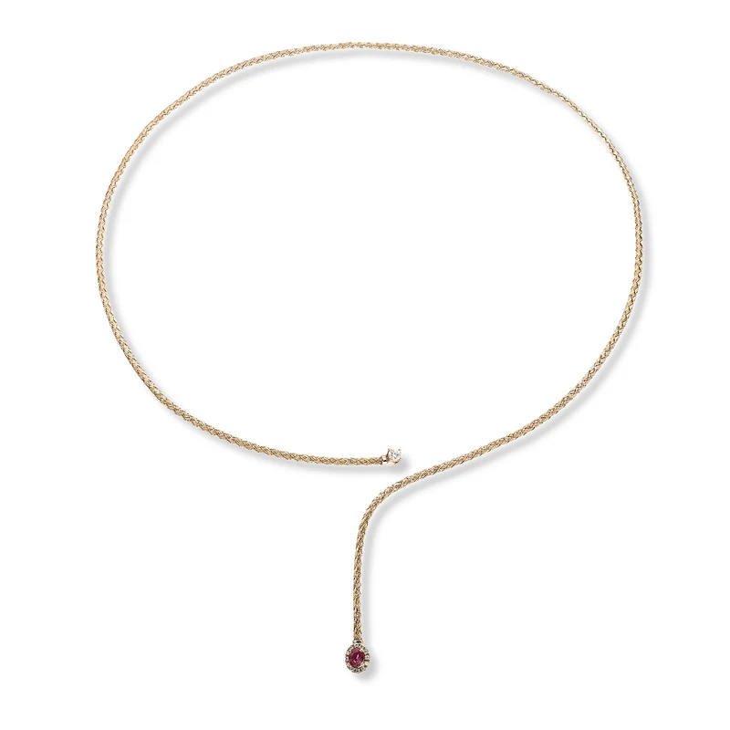World Diamond Group cl 18k maglia rubino naturale ovale 4x3 ct.0,21 diam. ct.0,13 oro rosa GDMAGLIA02DIRUO3