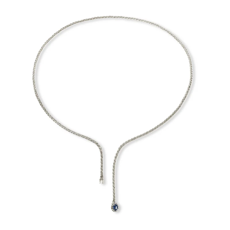 World Diamond Group cl 18k maglia zaffiro naturale ovale 4x3 ct.0,21 diam. ct.0,13 oro bianco GDMAGLIA01DIZFO4