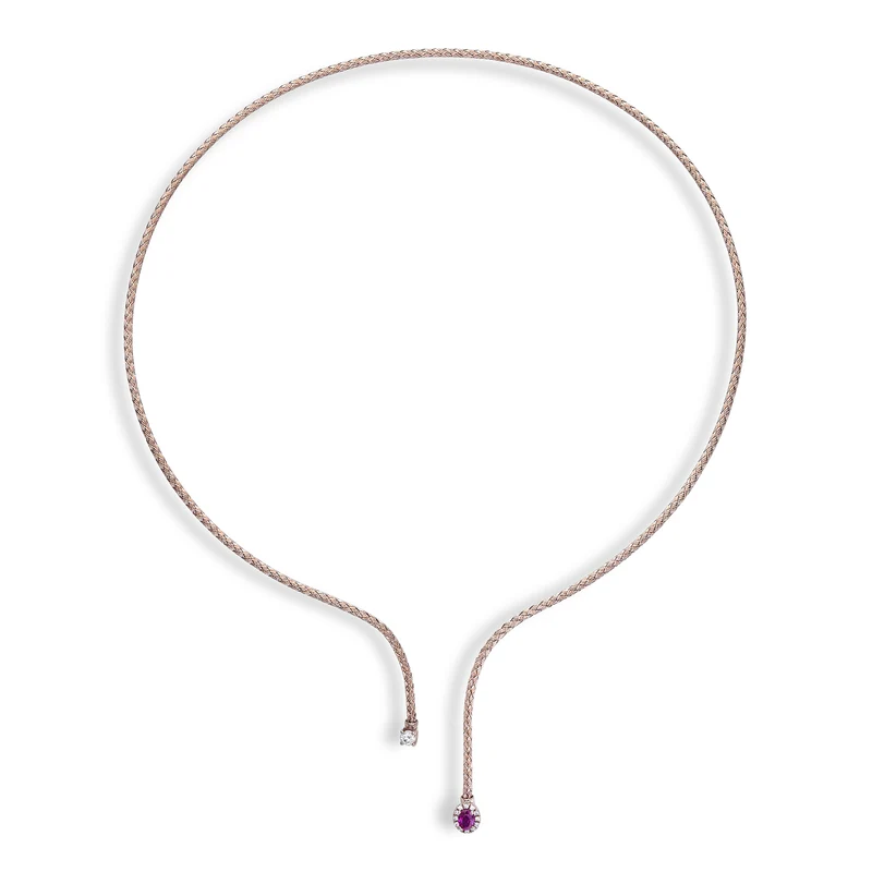 World Diamond Group cl 18k maglia rubino naturale ovale 4x3 ct.0,21 diam. ct.0,13 oro rosa GDMAGLIA01DIRUO3