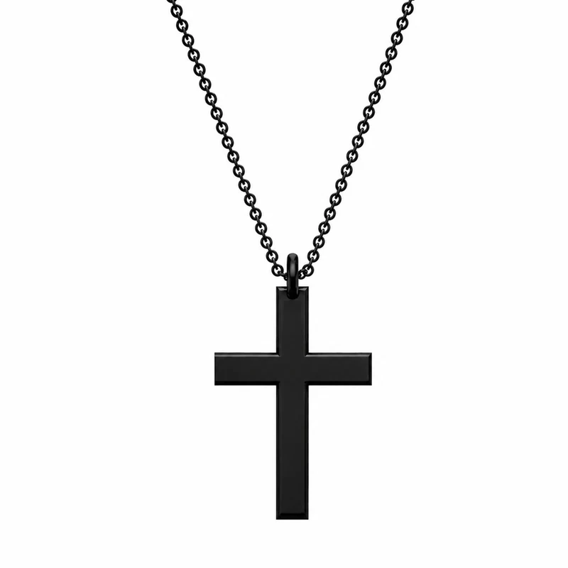 World Diamond Group collana croce dritta solo titanio no oro lunga 45cm GDCR02NE-D-45