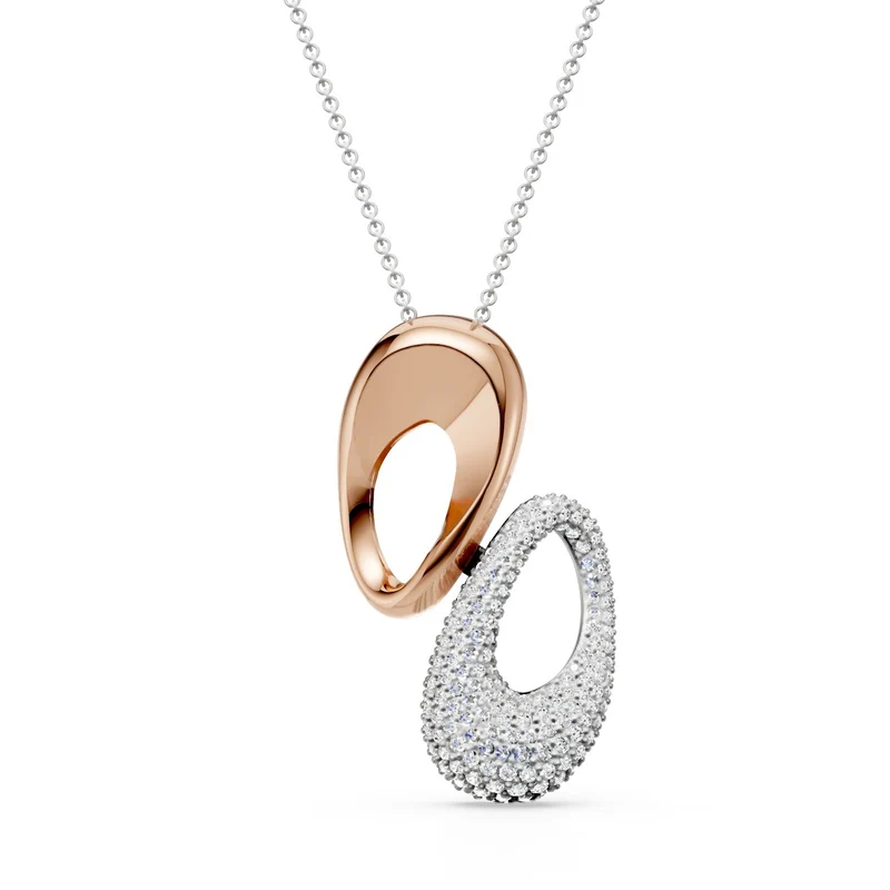 Golay collana pendente bicolore bianco e rosa con pave' GD588DBR-25024110251