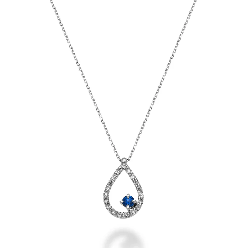 World Diamond Group cl 18k "goccia" zaffiro n. ct.0,11 diam. ct.0,14 GD5158O4ZFN025